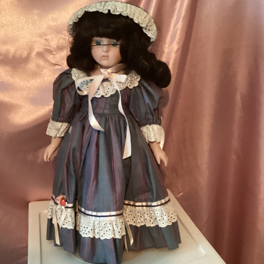 Charming Purple and White Doll with Lace Accents